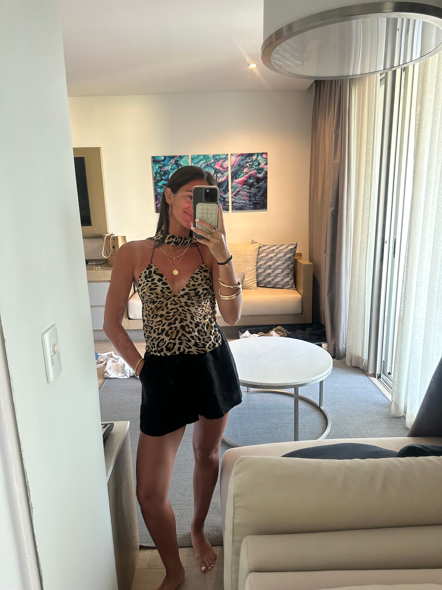 Leopard Top with neck scarf