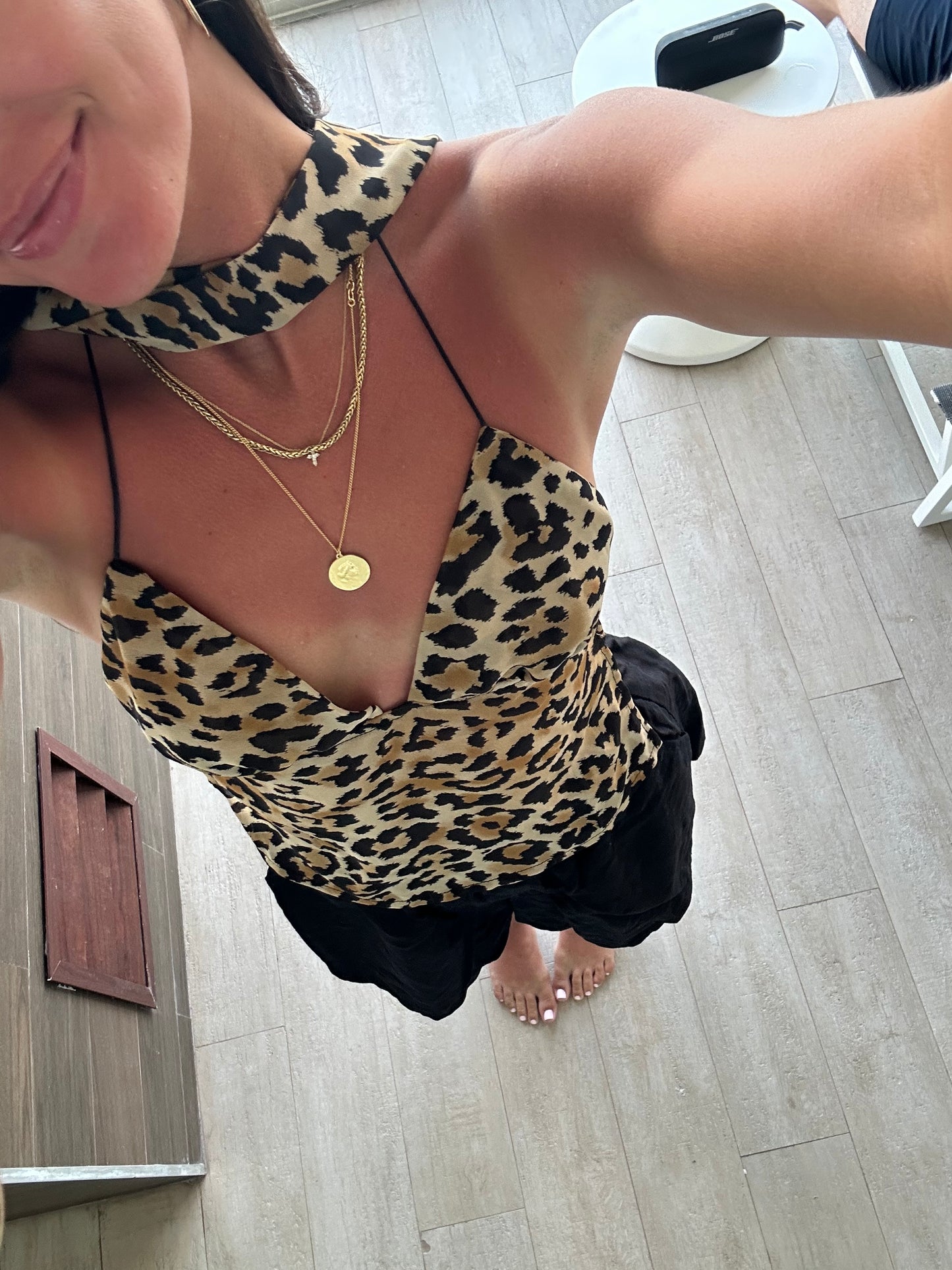 Leopard Top with neck scarf