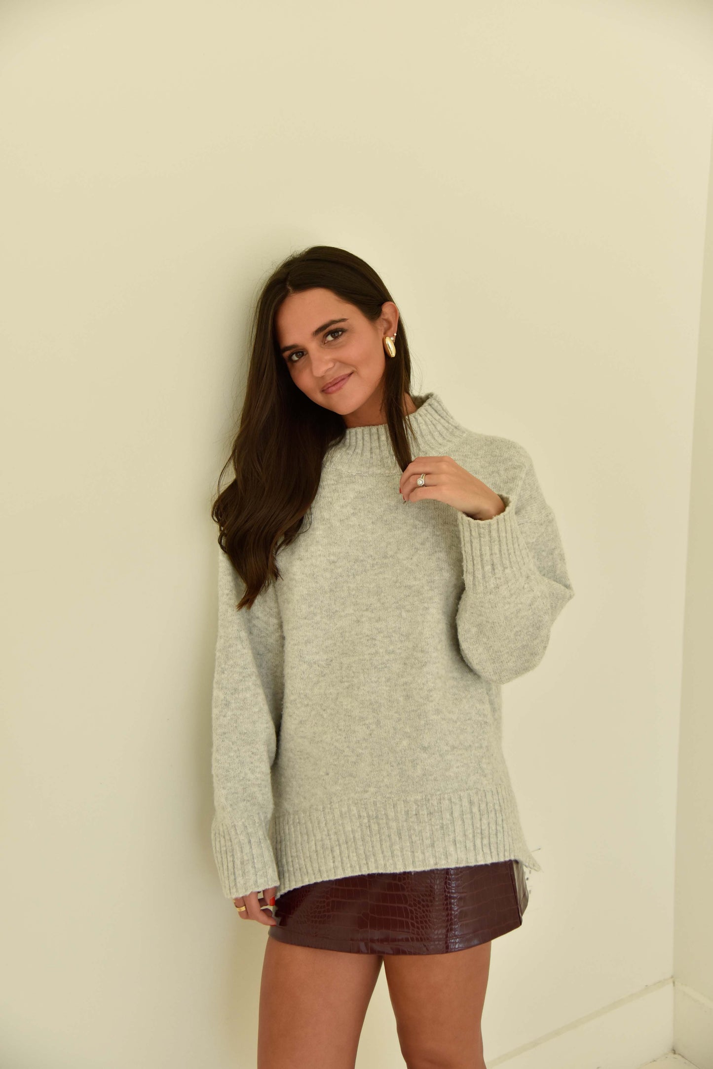Heather Mock Neck Sweater