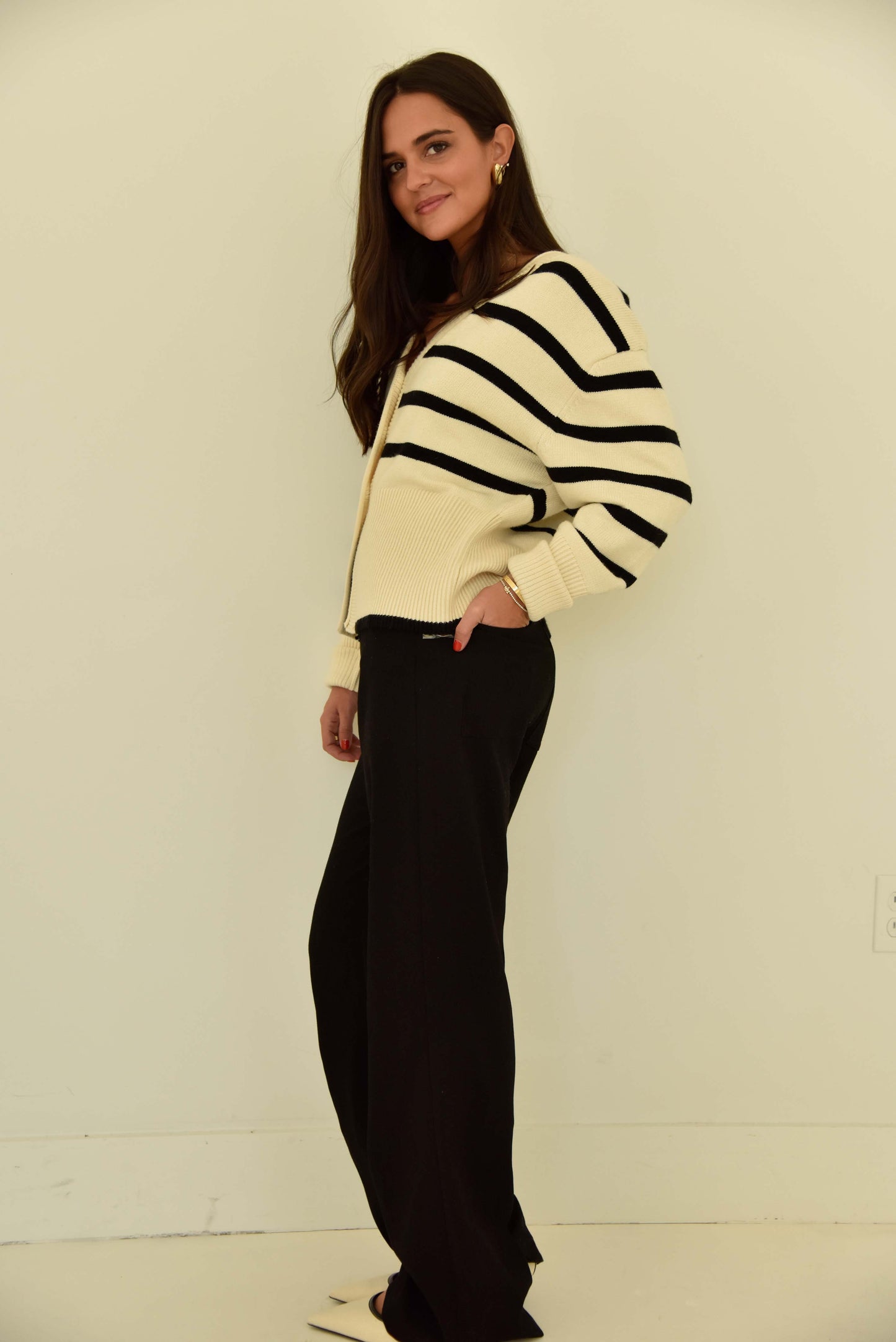Striped Button Down Cardigan