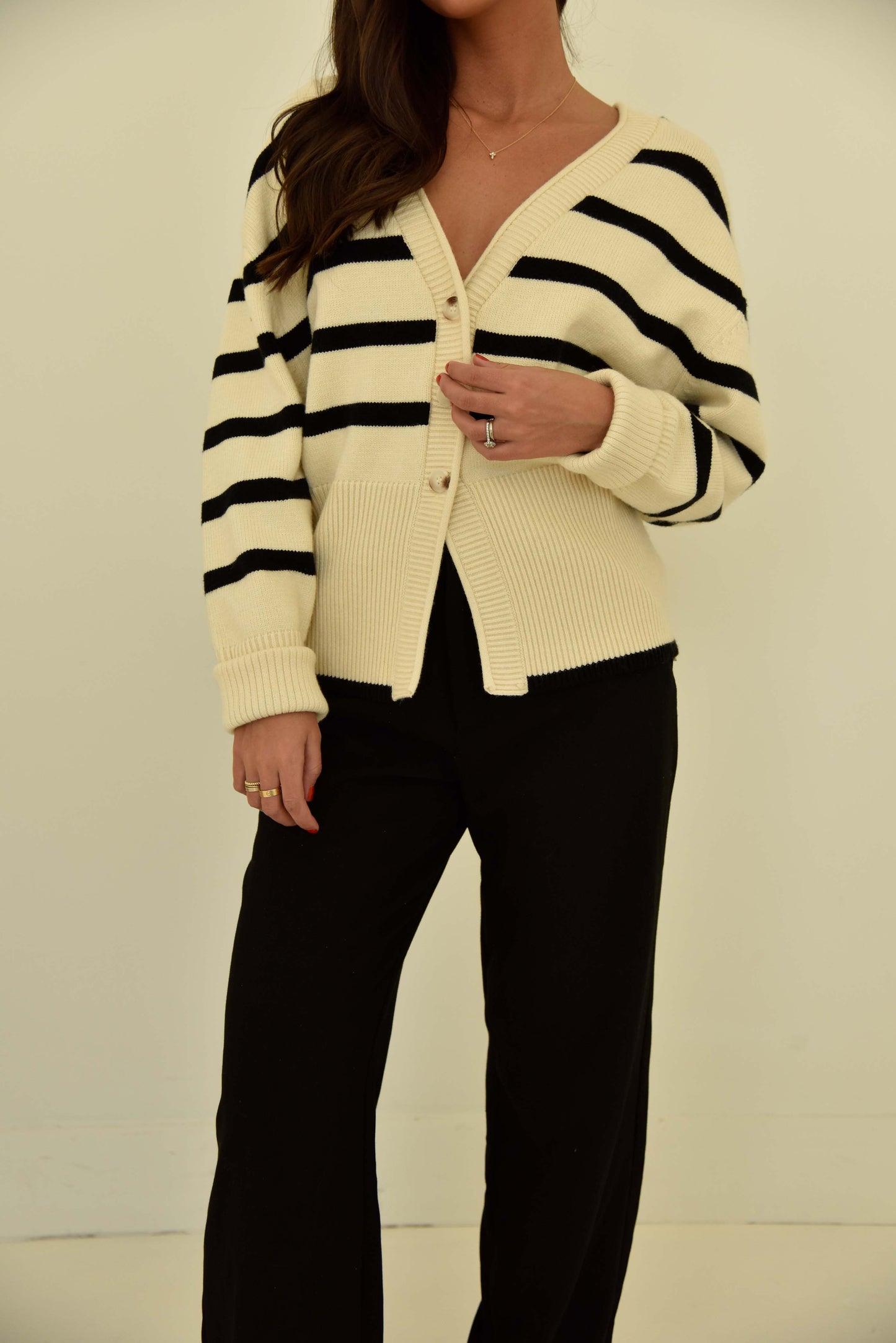 Striped Button Down Cardigan