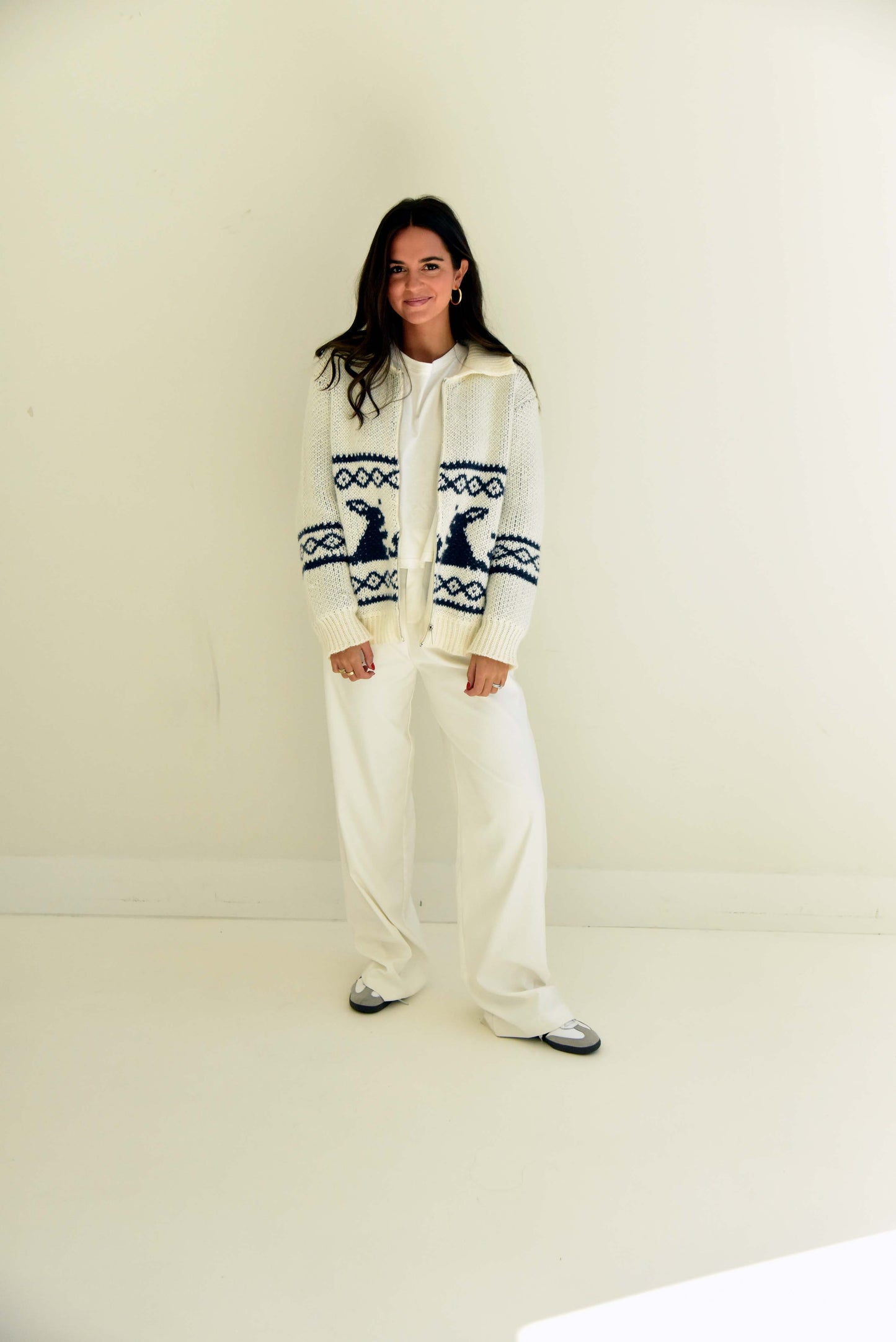 Vintage Rabbit Zip-up Sweater