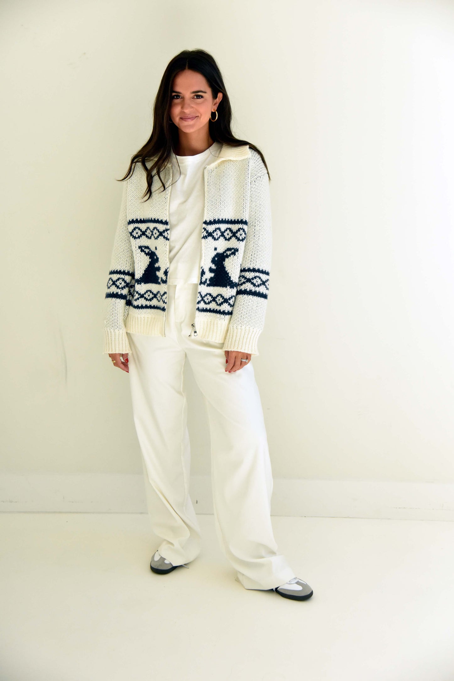 Vintage Rabbit Zip-up Sweater