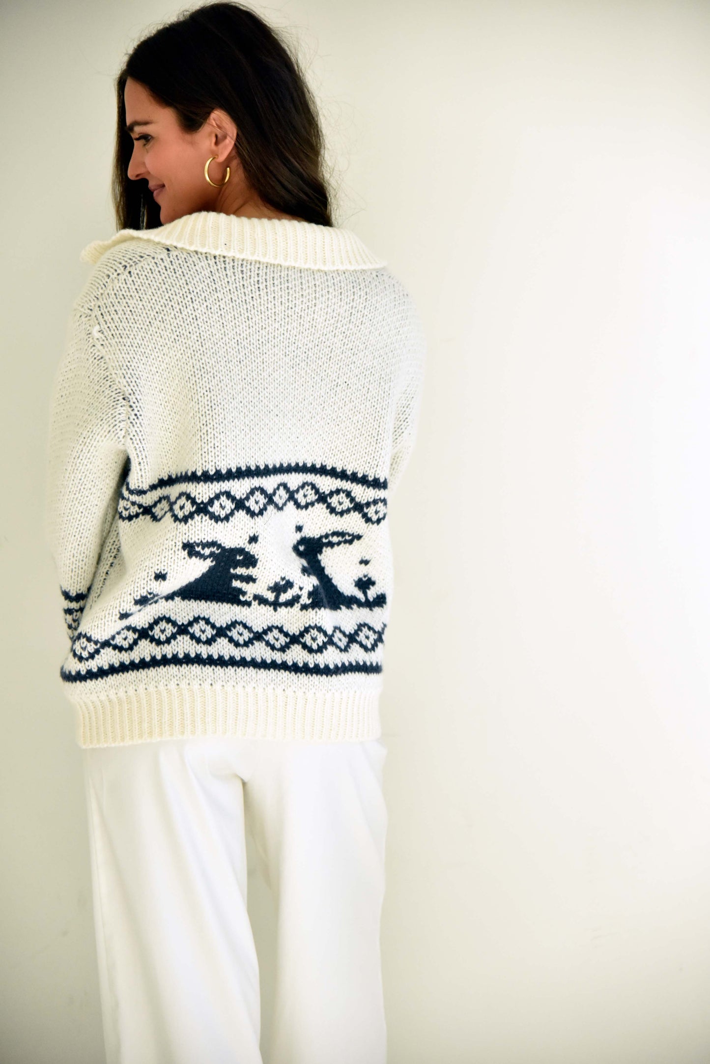 Vintage Rabbit Zip-up Sweater