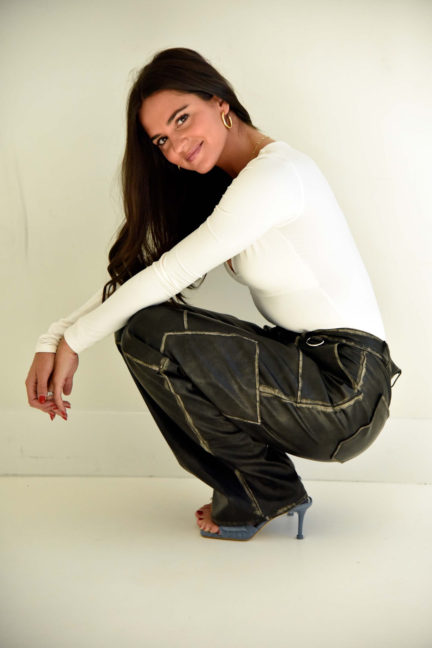 Vintage Wash Leather Cargo Pants