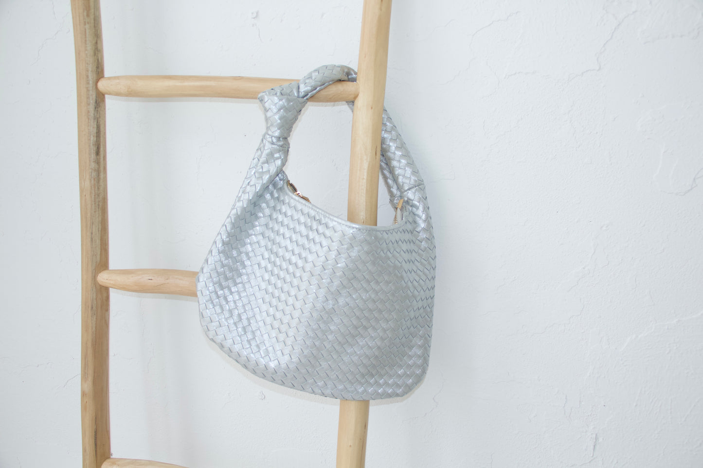 Metallic Silver Knotted Bag