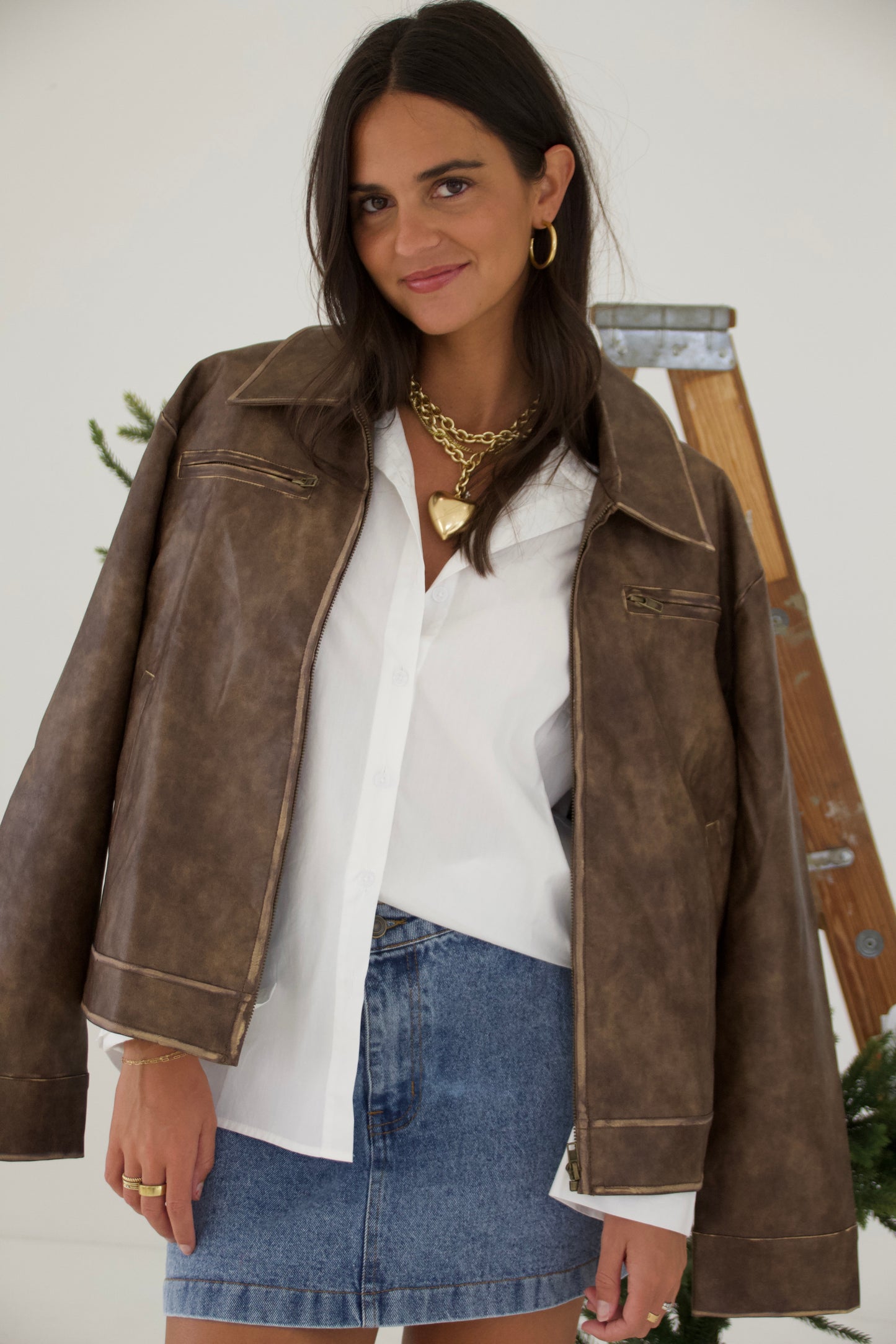 Faded Brown Leather Jacket
