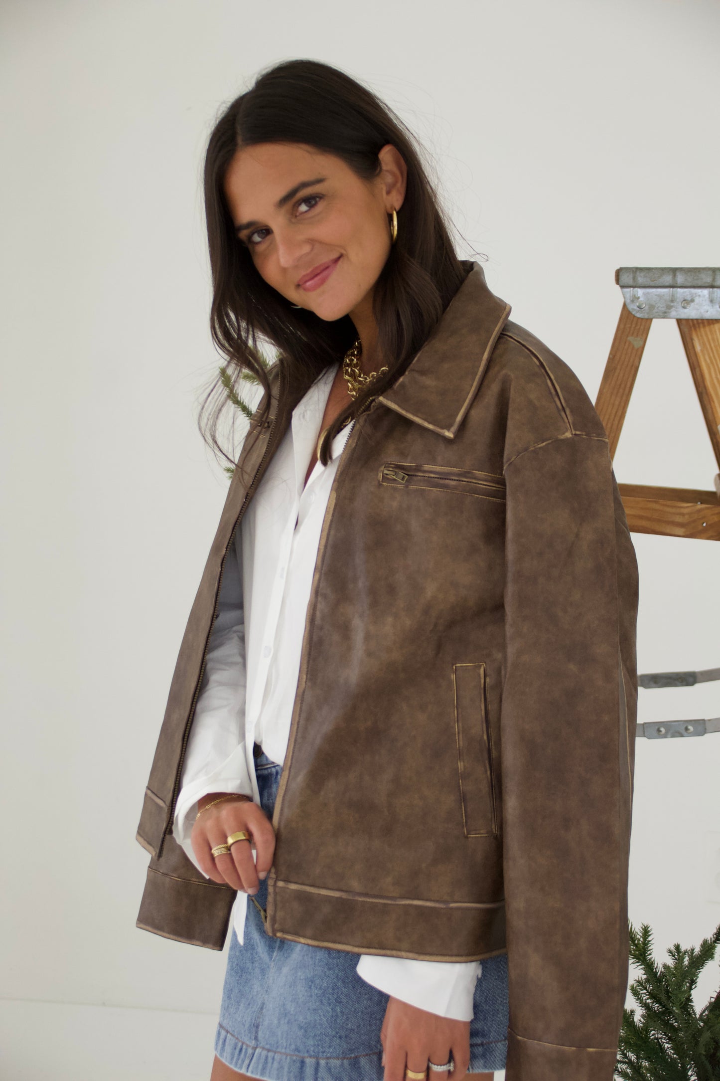 Faded Brown Leather Jacket