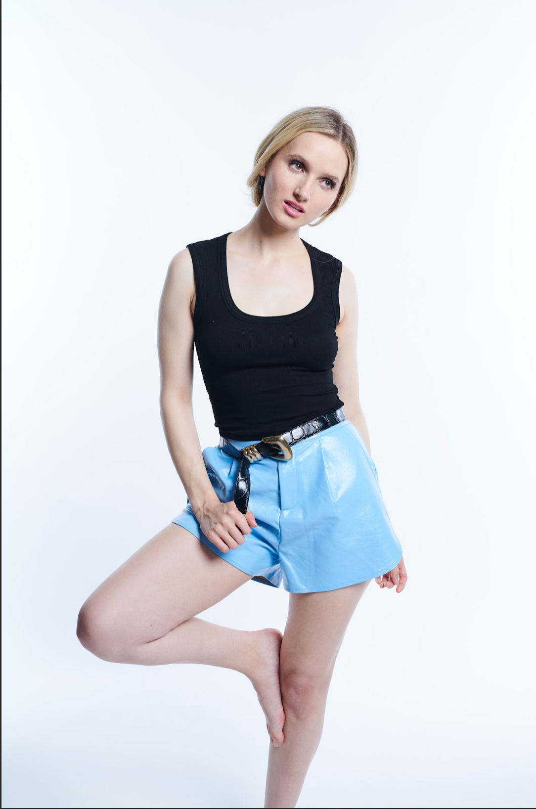 Candy Blue Pu Shorts