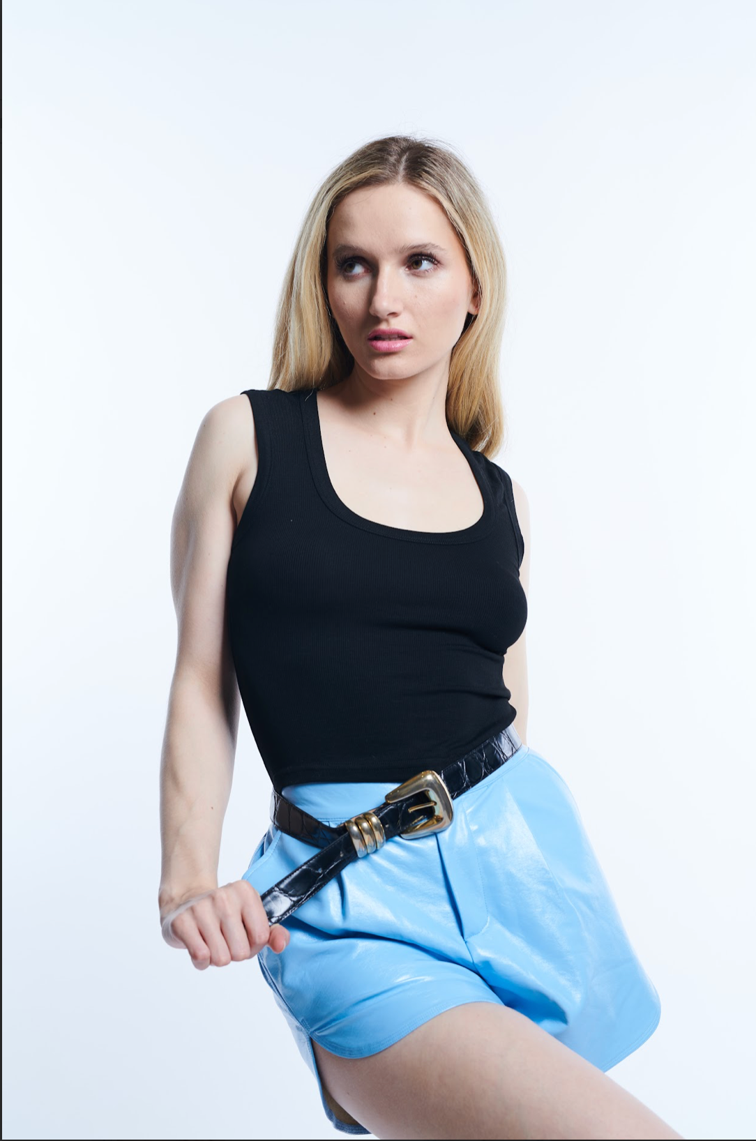 Candy Blue Pu Shorts