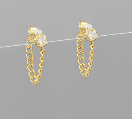 Diamond Chain Huggie Earrings