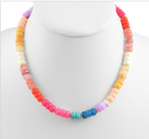 Multi-Color & Gold Beaded Necklace