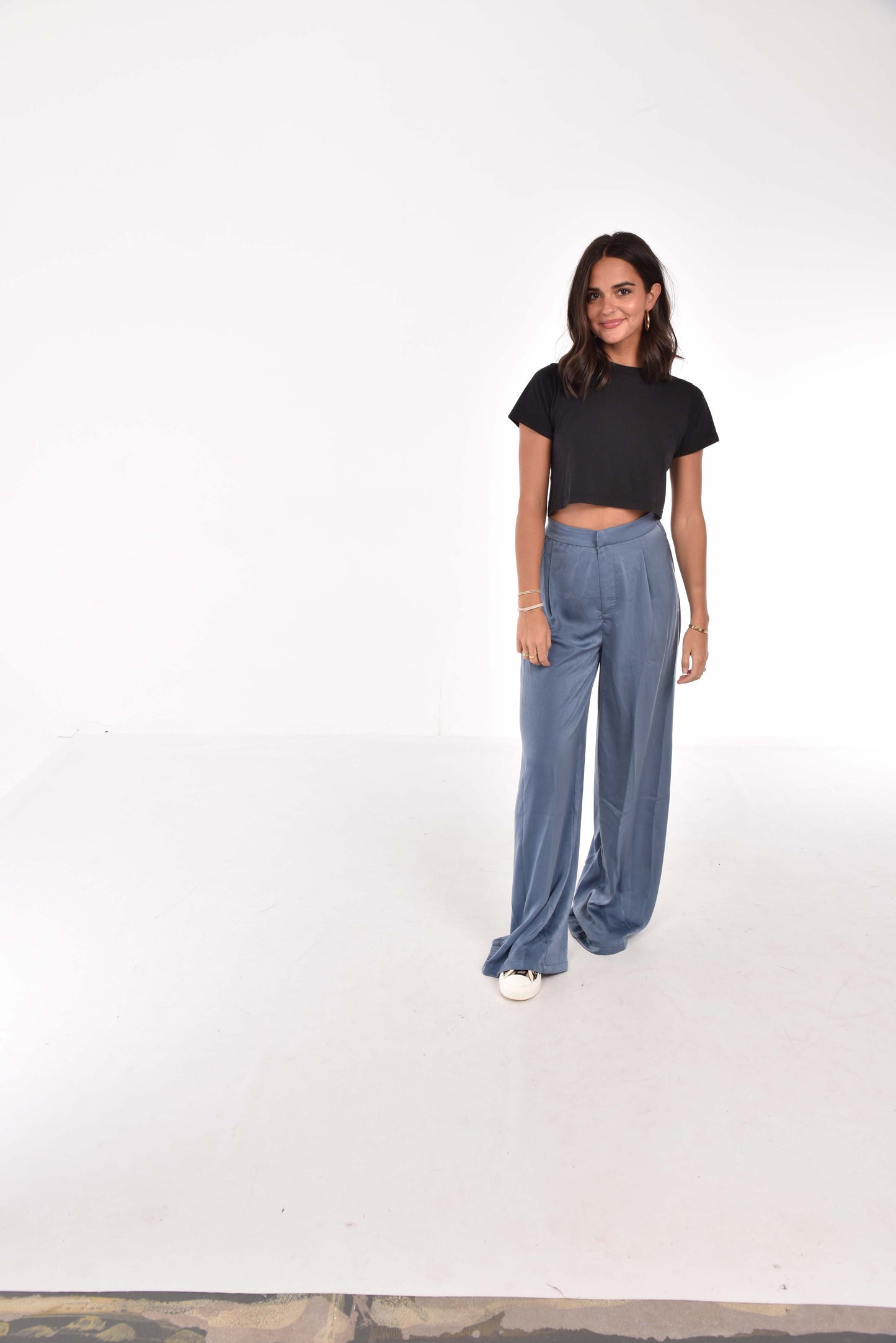 Slate Blue Satin Pants