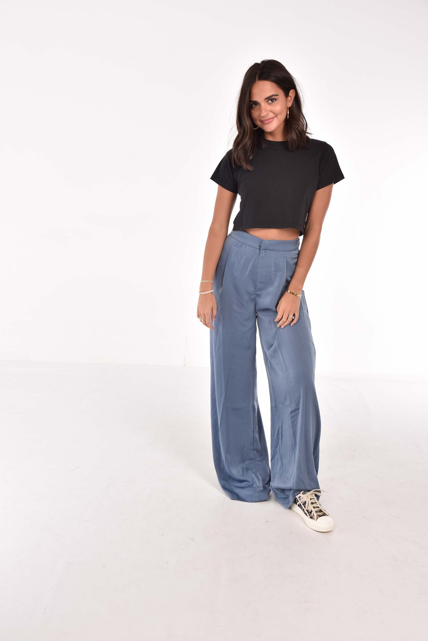 Slate Blue Satin Pants