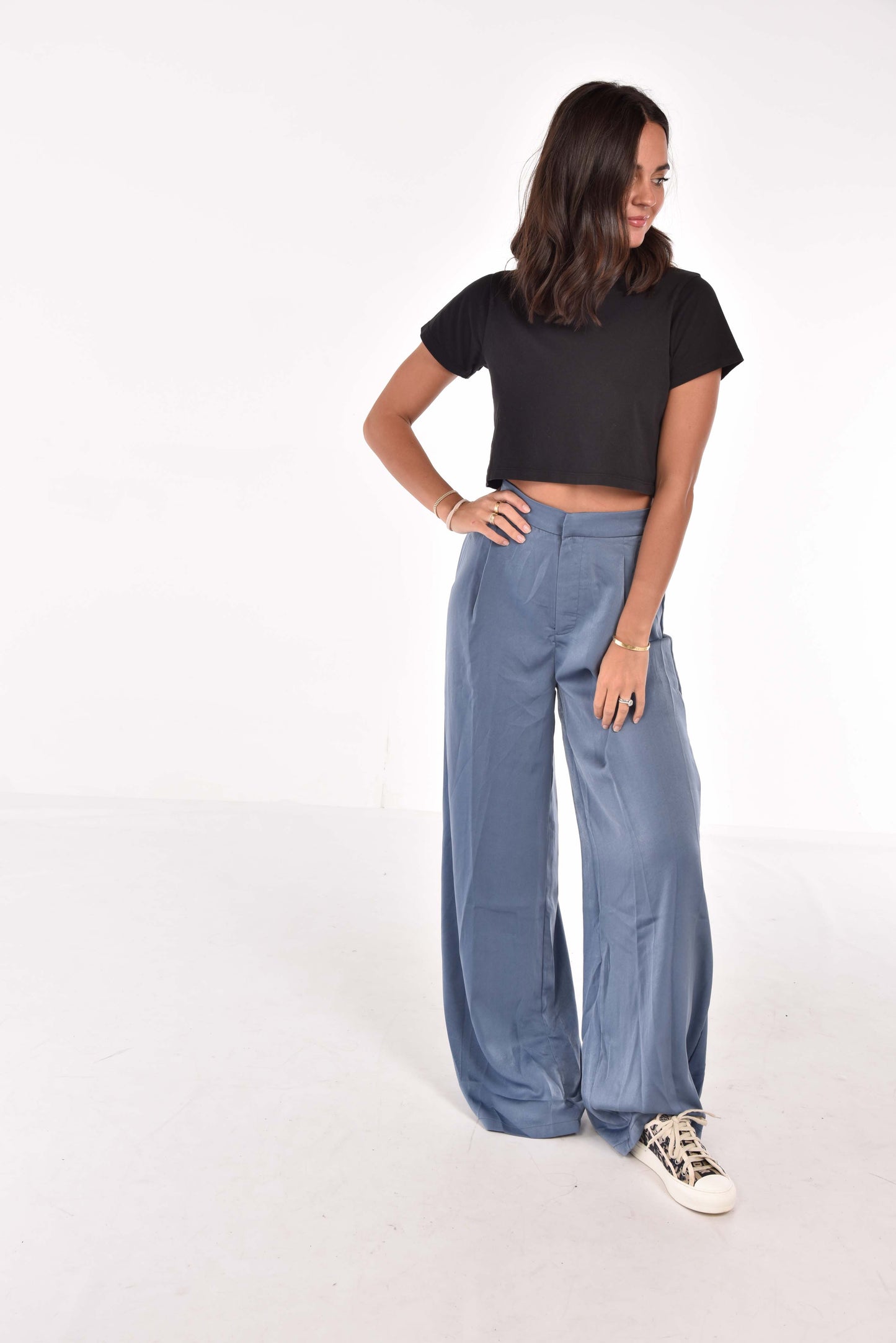 Slate Blue Satin Pants