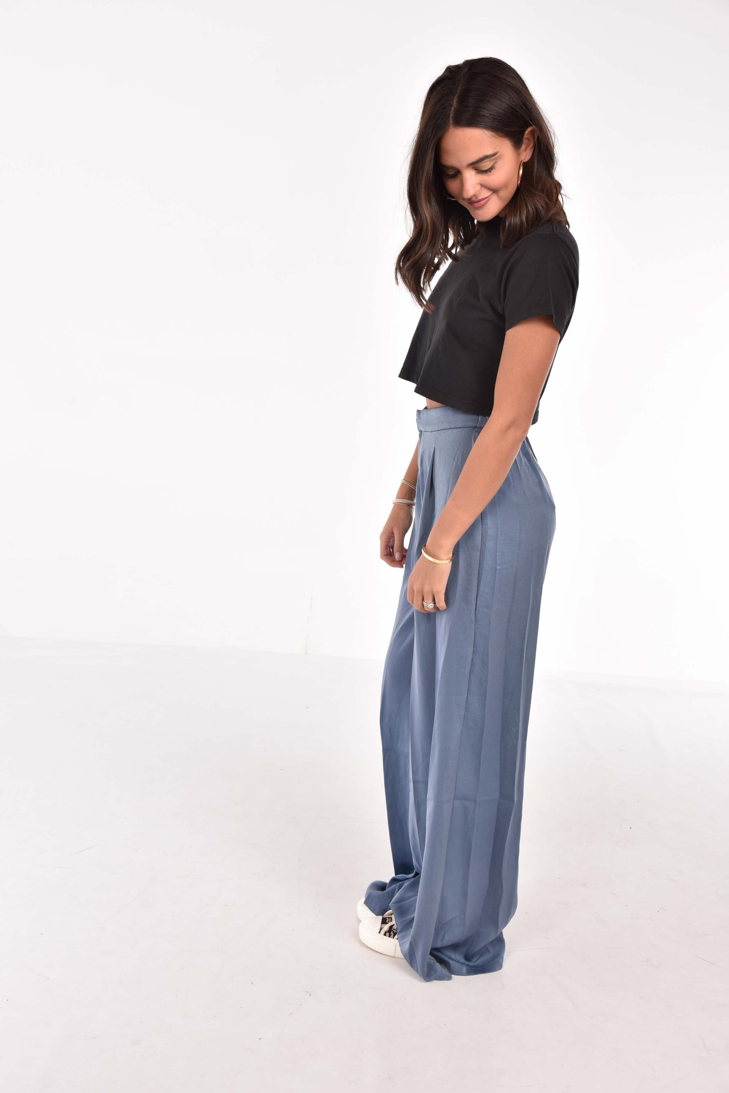 Slate Blue Satin Pants