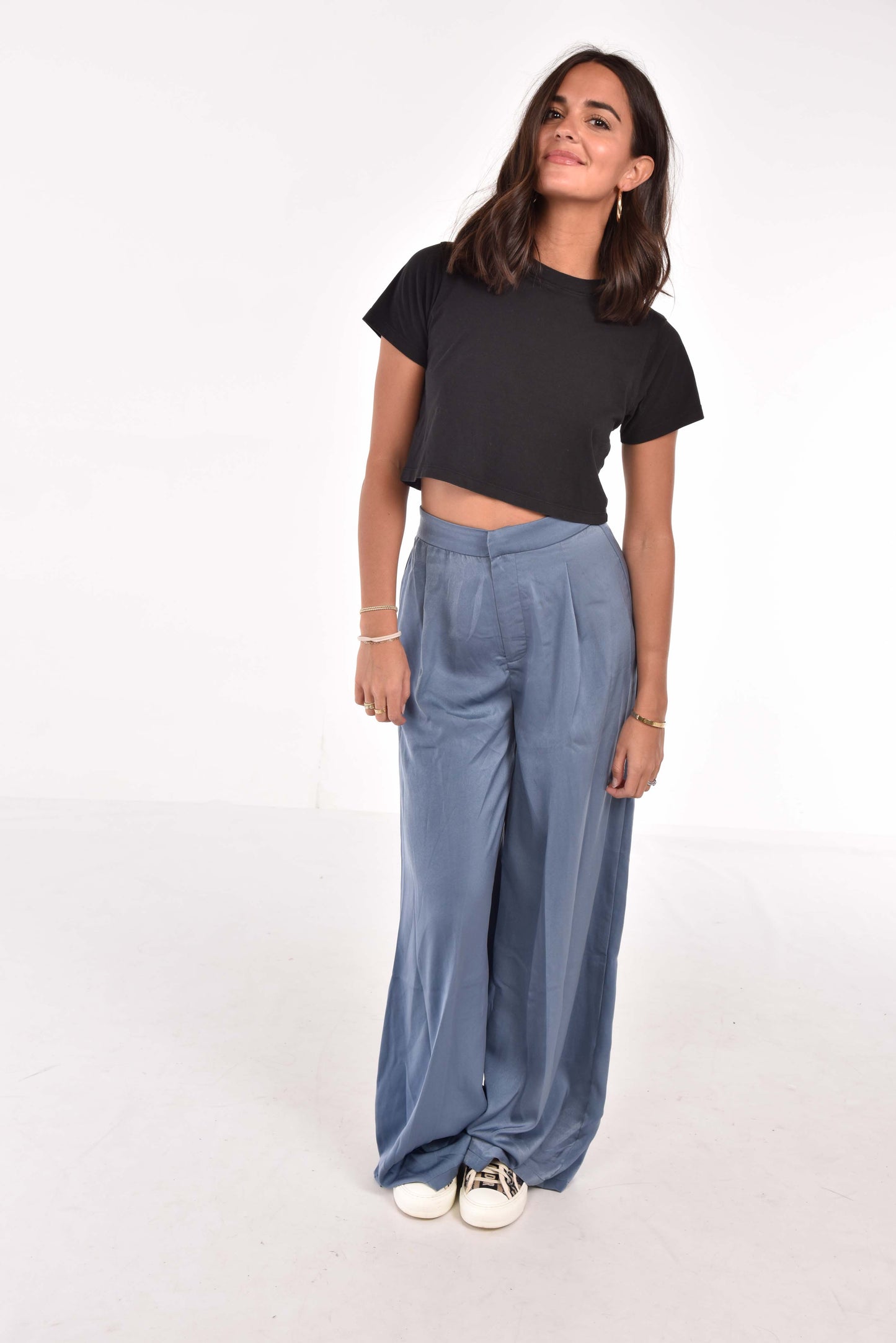 Slate Blue Satin Pants