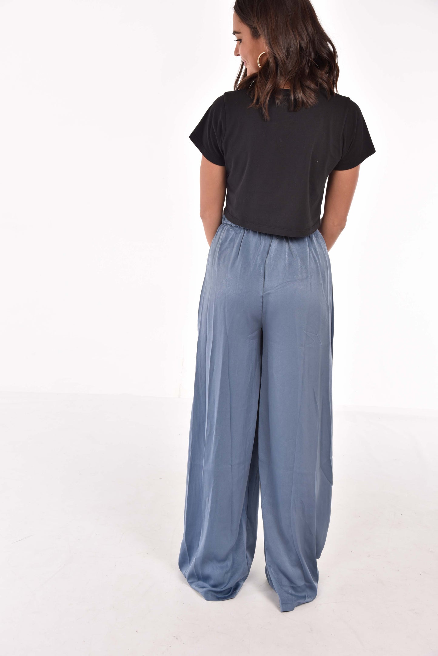 Slate Blue Satin Pants