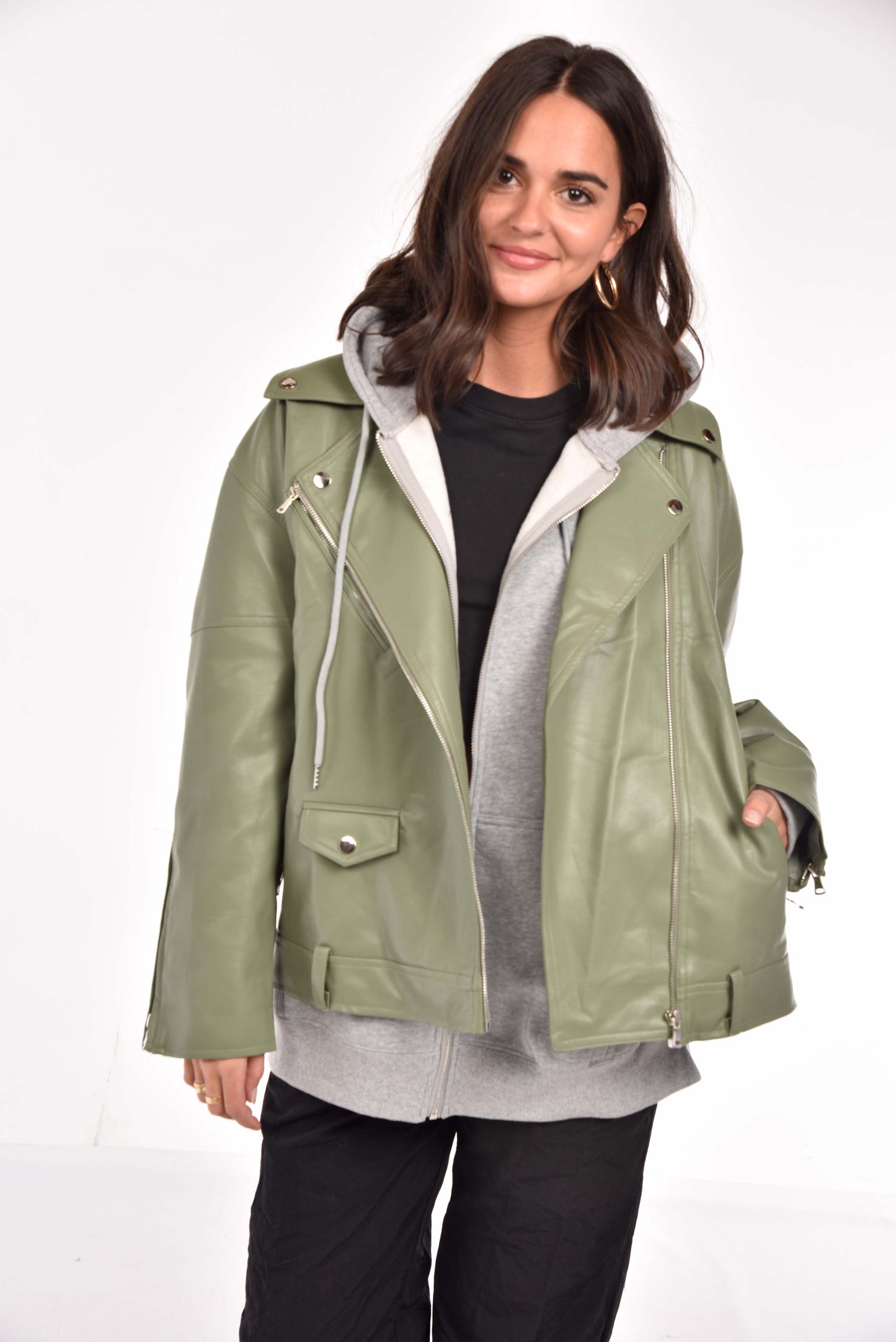 Knit Oversized Zip Up Hoodie