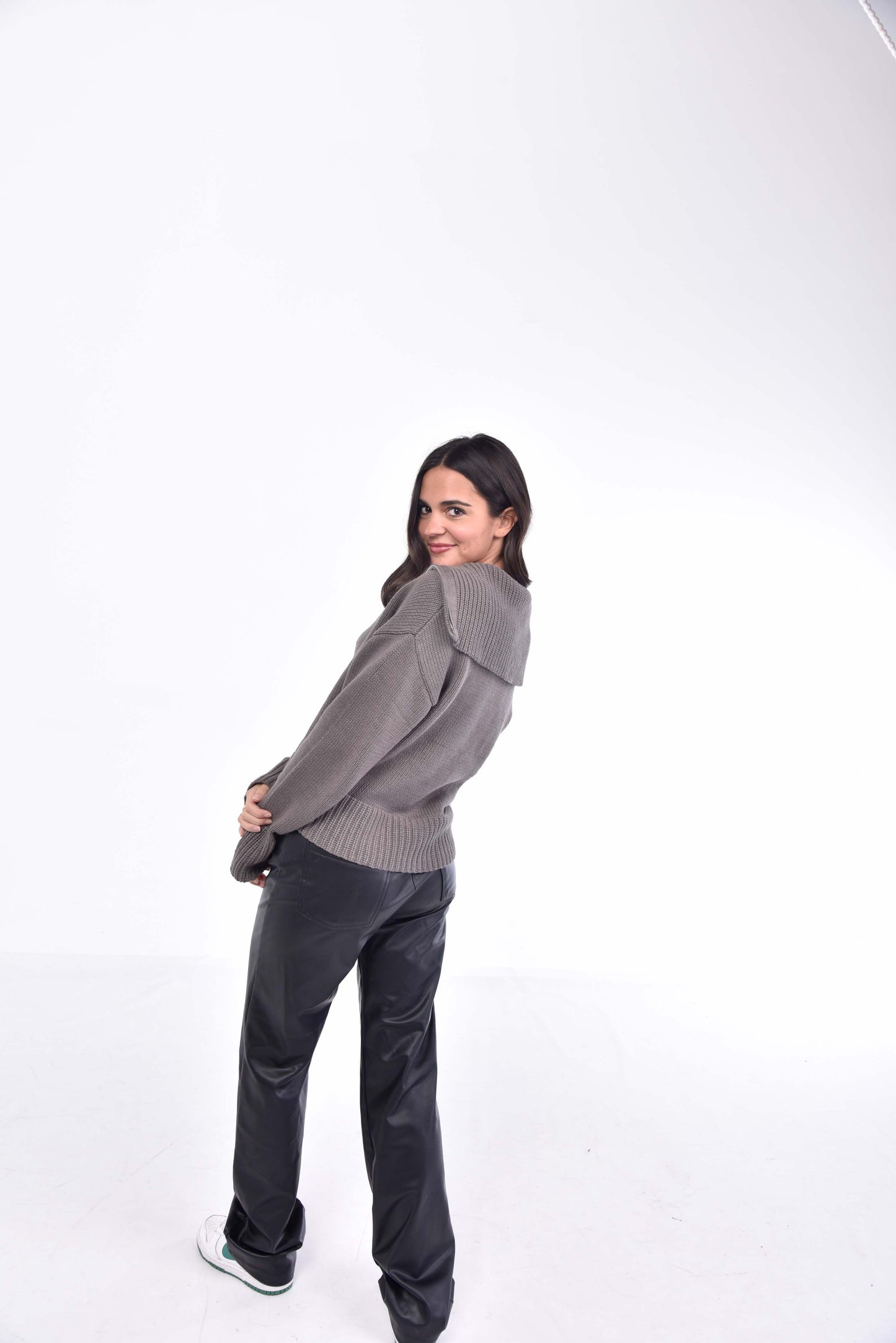 Charcoal Two Way Zip Sweater