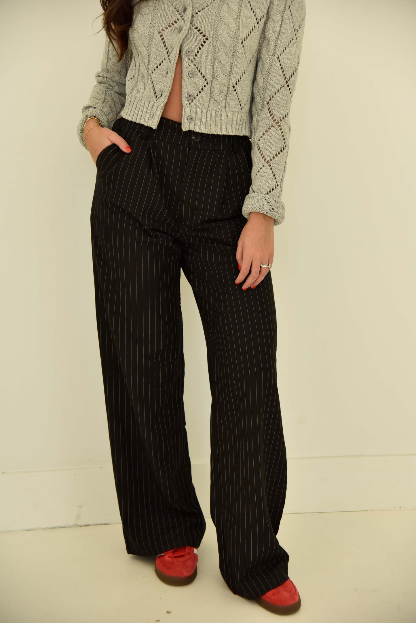 Black Pin Stripe Trousers