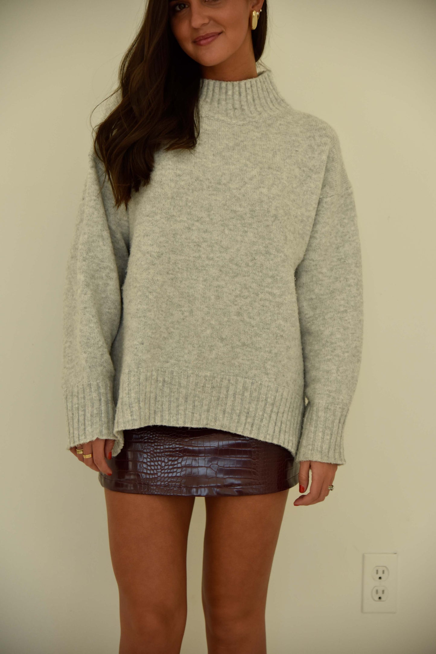 Heather Mock Neck Sweater
