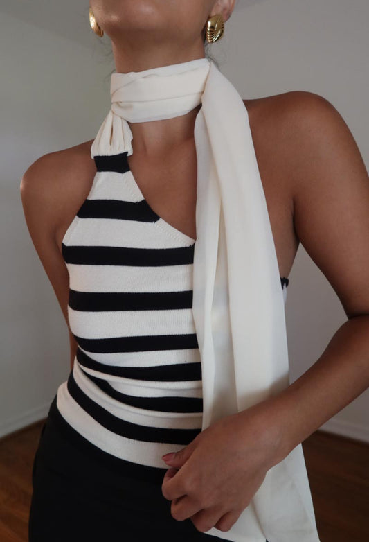 Striped One Shoulder Scarf Top