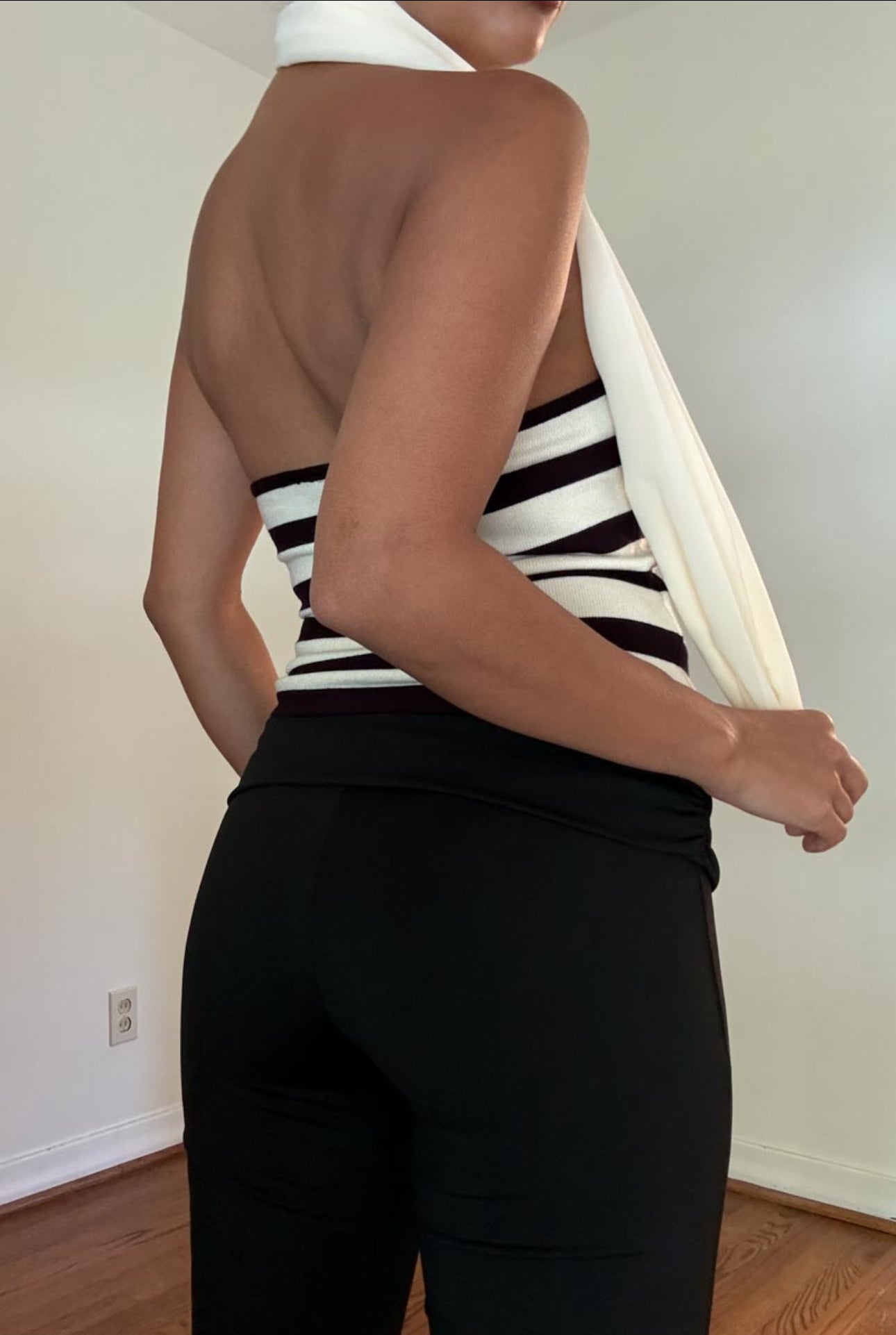 Striped One Shoulder Scarf Top