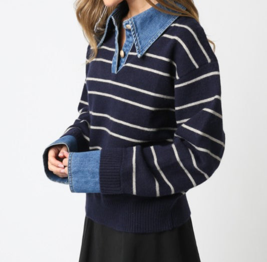 Stripe Denim Sweater