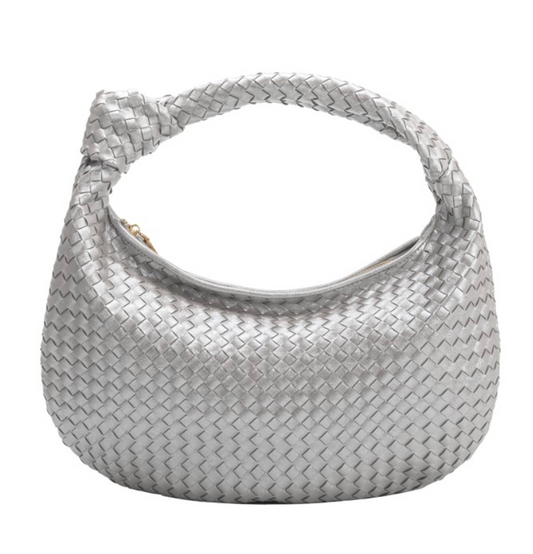Metallic Silver Knotted Bag