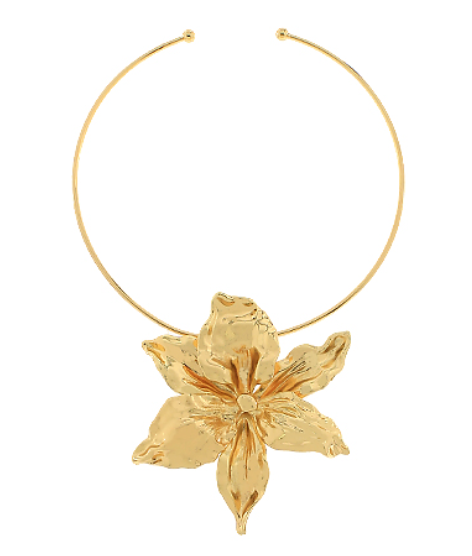 Textured Flower Wire Open Choker