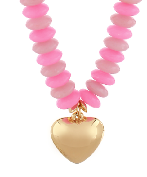Beaded Puffy Heart Necklace