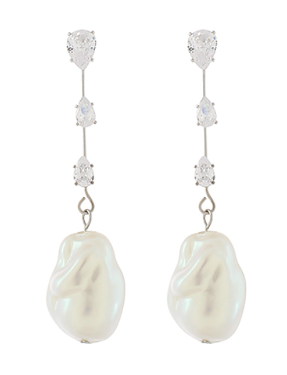 Pearl and Pear Stoned Earrings