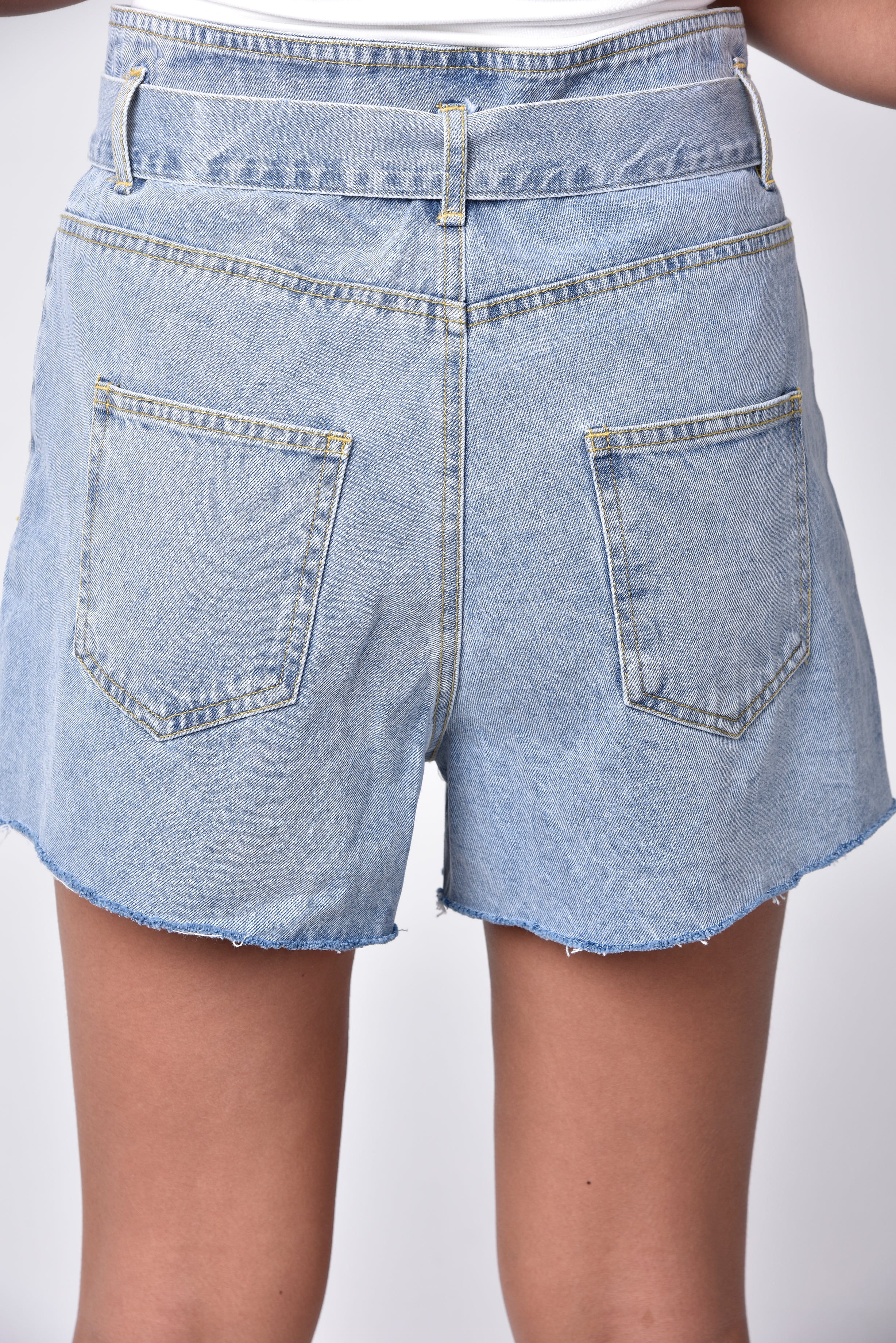 Denim on sale belted shorts